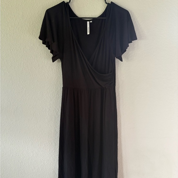 Michael Stars Black Flutter Sleeve Top Wrap Dress Size 0 One Size Fits Most EUC‎ - Picture 2 of 4